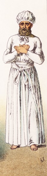 The figure illustrated here is a Hebrew high priest during the Feat of Expiation, a day of fasting