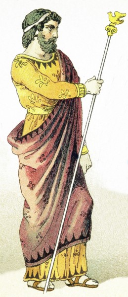 This image shows an ancient Greek king. The illustration dates to 1882.