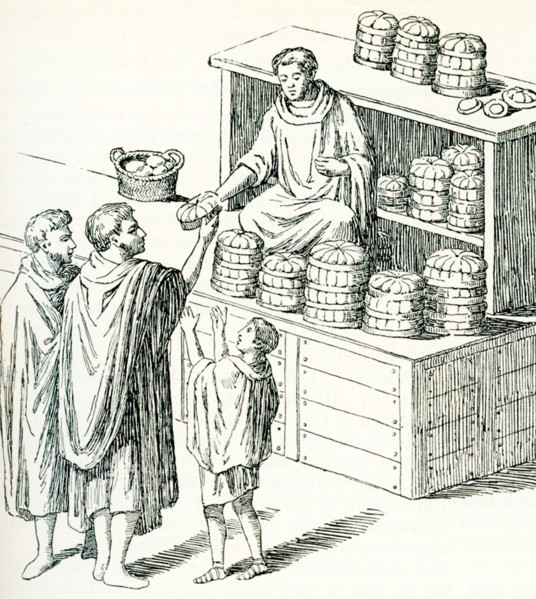 This illustration, dating to 1897, reproduces a painting uncovered on a wall in Pompeii, a town in