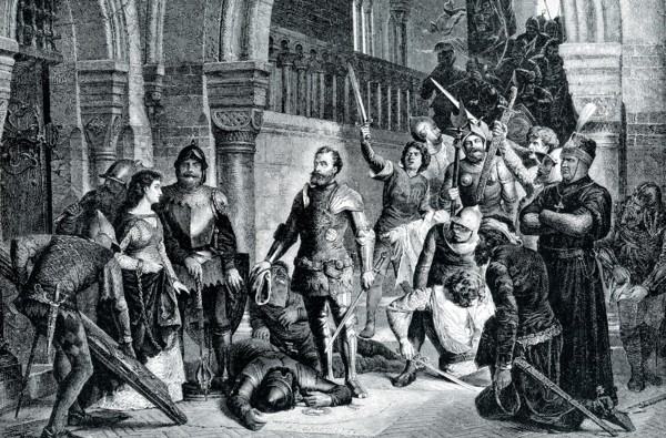 The early 1900s caption reads: ""MARY OF HUNGARY RESCUED BY THE VENETIANS.‚ÄîIn one of the