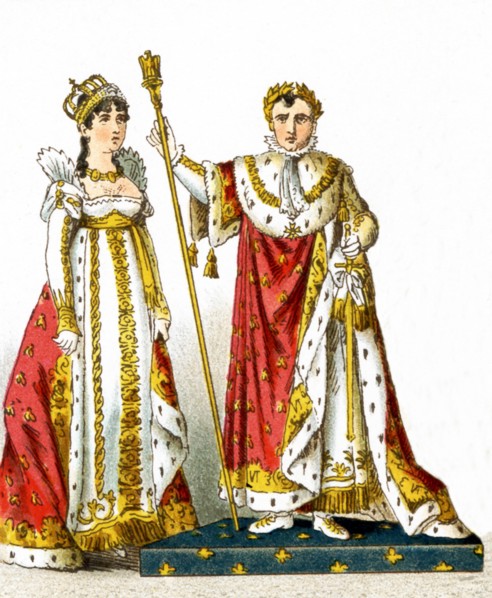 Pictured here are the French Empress Josephine and Napoleon I in his coronation robes in 1804. The