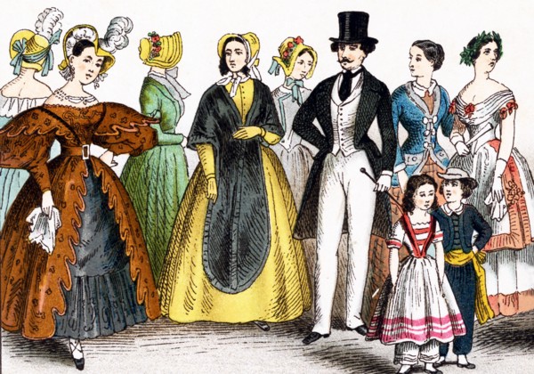 The figures pictured here, represent German fashions during the years 1834 to 1881. The