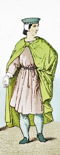 The figure in the illustration represents a French nobleman around A.D. 1200. The illustration