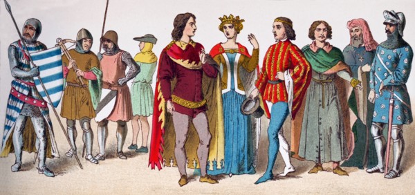 The figures represented here are English people between A.D. 1300 and 1400. They are, from left to