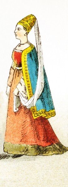 The figure here represents a Hungarian noble lady in A.D. 1400. The illustration dates to 1882.