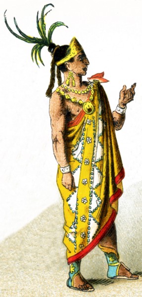The figure pictured in this illustration shows a Mexican king around A.D. 1500. The illustration