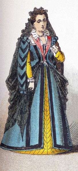 This illustration shows an Italian woman between 1500 and 1550. The illustration dates to 1882.