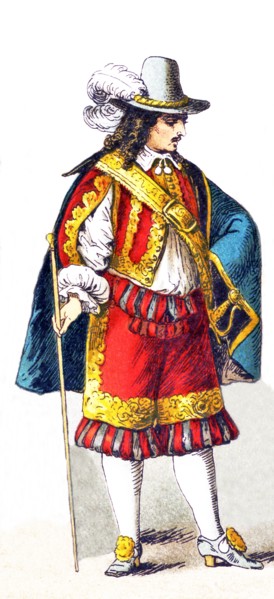 The figure represented here is a German man of rank around 1650. The illustration dates to 1882.