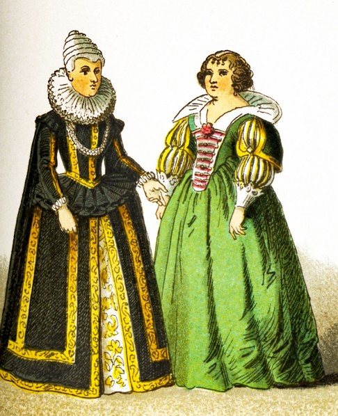 The figures here represent Marie de Medici, queen of France from 1600-1610.This illustration dates