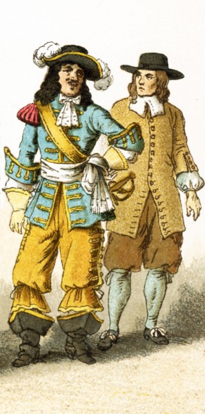 The Figure represented here are a French soldier and a French peasant living in the 17th century,