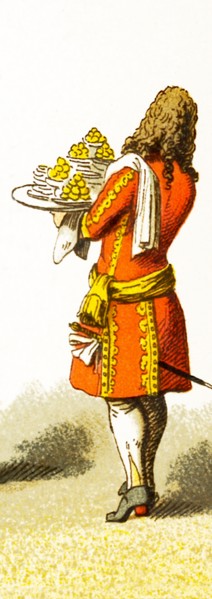 The figure represented here is a French servant around 1600. The illustration dates to 1882.