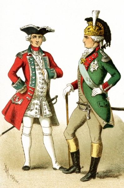 The figures pictured here represent military figures in Europe from around 1700. They are, from