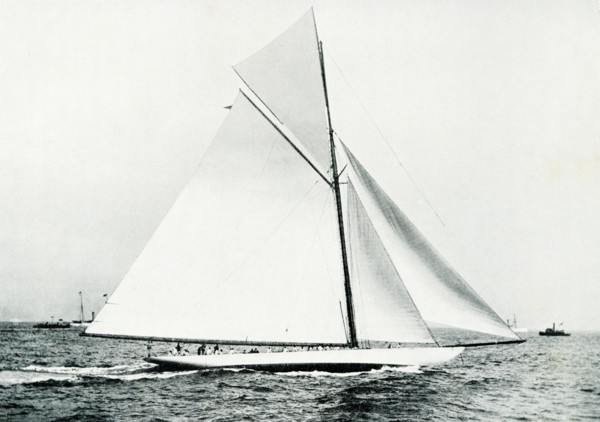 This photo shows the America Cup defender Columbia that was launched in 1899. She was the defender