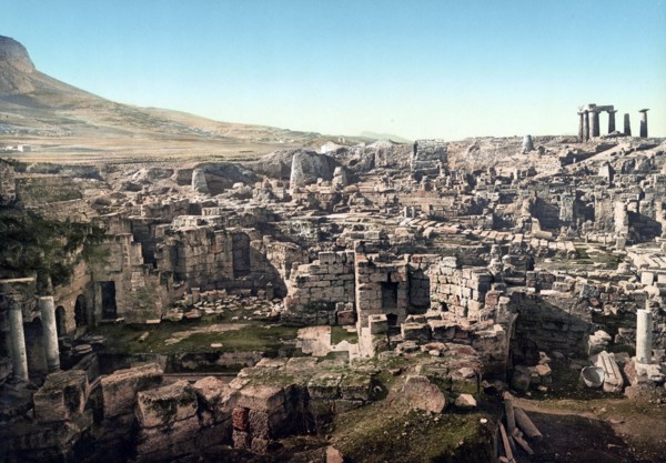 General view of the excavations at Corinth with the Temple.