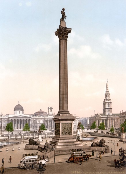 Trafalgar Square and National Gallery.