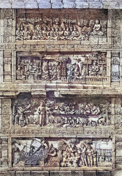 Relief of the temple of Borobudur.