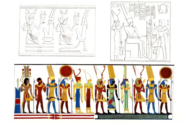 Figs. 1, 3, 4. Pharaonic titles expressed in symbolic figures, Fig. 2. Ramses XV at Thebes making