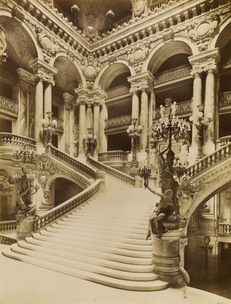 The Grand Staircase of the Opera, 9th arrondissement, 1880, Paris, France, Historic, digitally