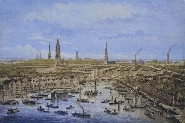 The part of Hamburg to be demolished due to the construction of the free harbour.