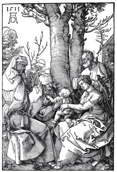 The holy family with Joachim and Anne.