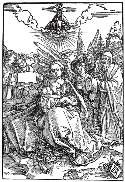 The madonna with Joseph and five angels.