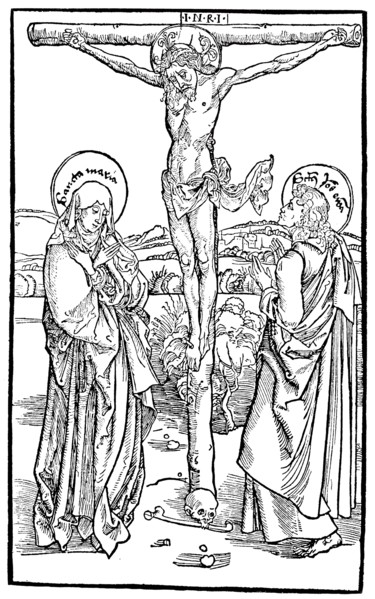 Canon woodcut and Head of Christ from the Opus speciale missarum.