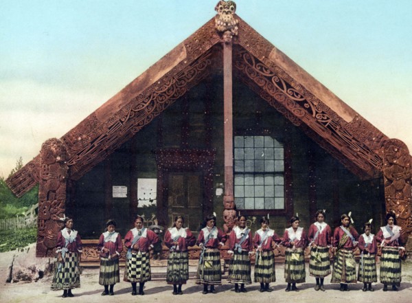 Ohinemutu Poi dancers at the carved house
