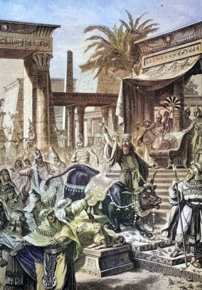 The Persian king Cambyses kills the sacred bull Apis