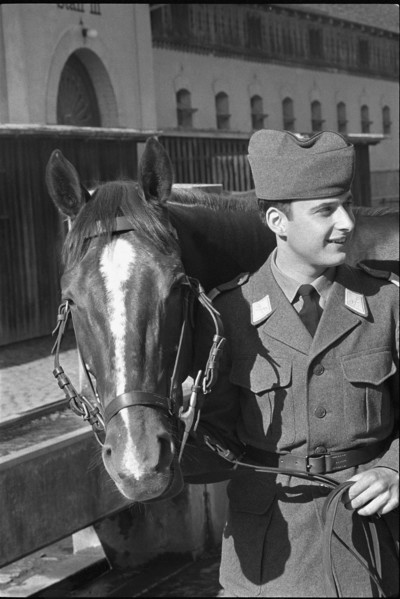 Fredy Knie Jr. in the cavalry recruit training, 1967.