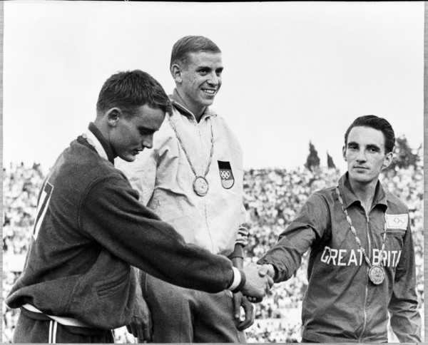 Rome 1960: 100m sprint; 2 Sime, 1 Hary, 3 Radford.