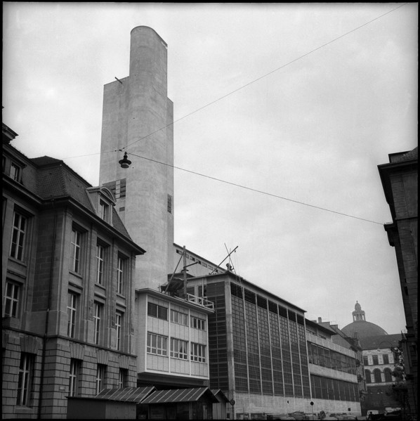 Tower of district heating station of ETH Zurich around 1955.