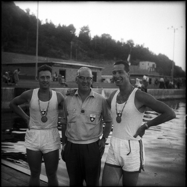 Olympic Games Rome 1960: Larcher-Hürlimann with coach Schärer.