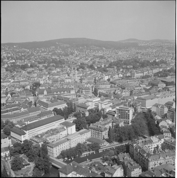 Zurich city, Zurichberg and Hottingen 1955.