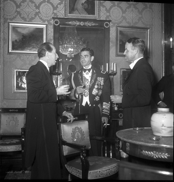 Enrico Celio, Shah Reza Pahlavi, Max Petitpierre, Berne 1948.