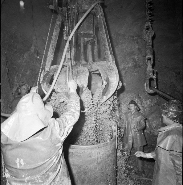 Great Sankt Bernhard tunnel under construction, 1960.