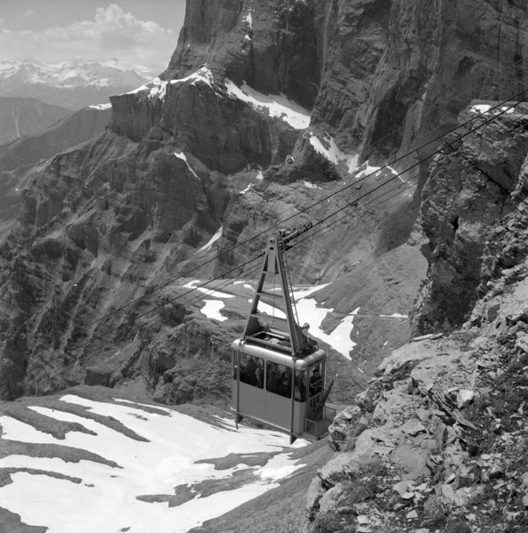 Opening cableway Leukerbad - Gemmipasshöhe, 1957.