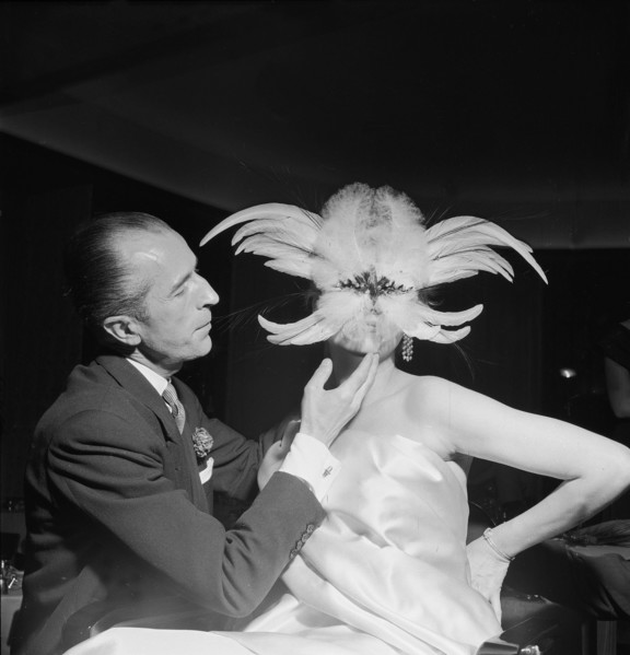 Beautician Fernand Aubry with model, ca. 1955 .
