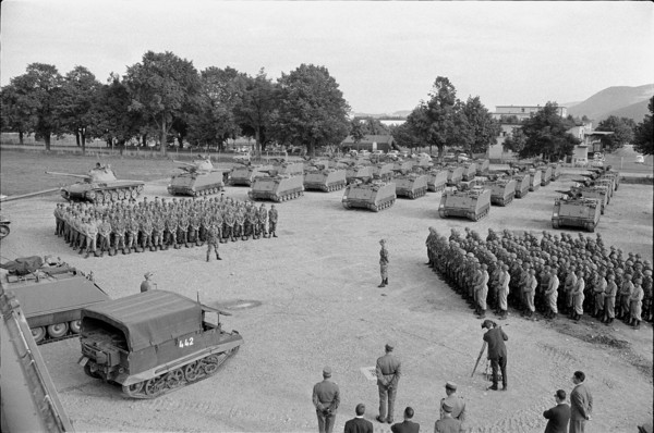 Handing-over celebration of the first thirty M 133 to the troups, Thoune 1964