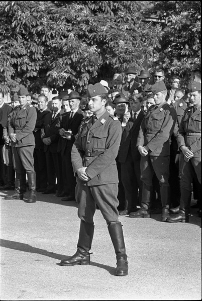 Fredy Knie Jr. in the cavalry recruit training, 1967