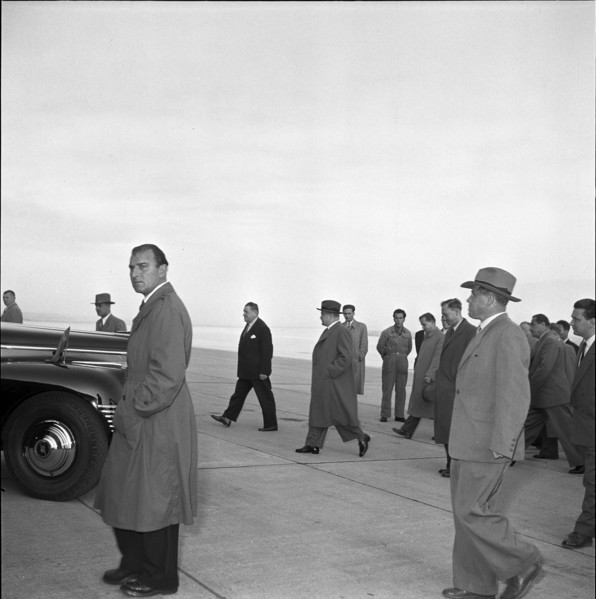 Vyacheslav Molotov's arrival at the Geneva airport, 1954