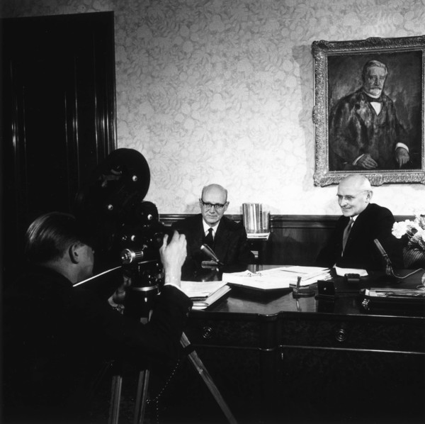 Friedrich Traugott Wahlen during interview in 1959