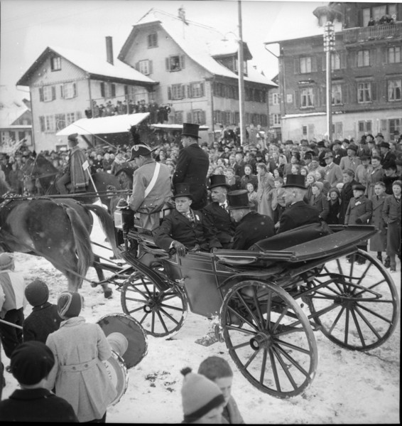 Carnival festivities in Unteraegeri, circa in 1950