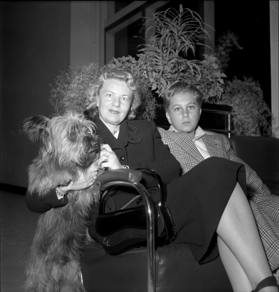Princess Eva Esfandiary Bakhtiary and son Bijan in Geneva 1950