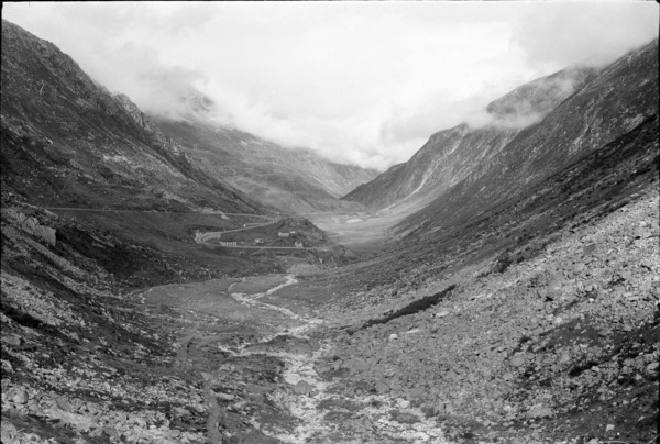 New built section of the road to the Gotthard pass 1971