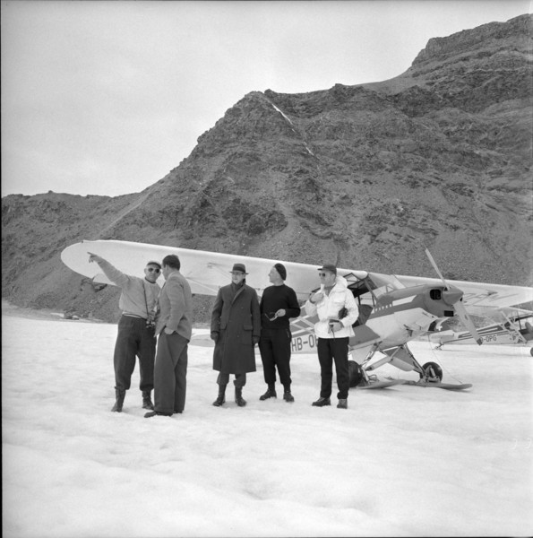 Ambassador Henry J. Taylor and Hermann Geiger, glacier pilot 1957