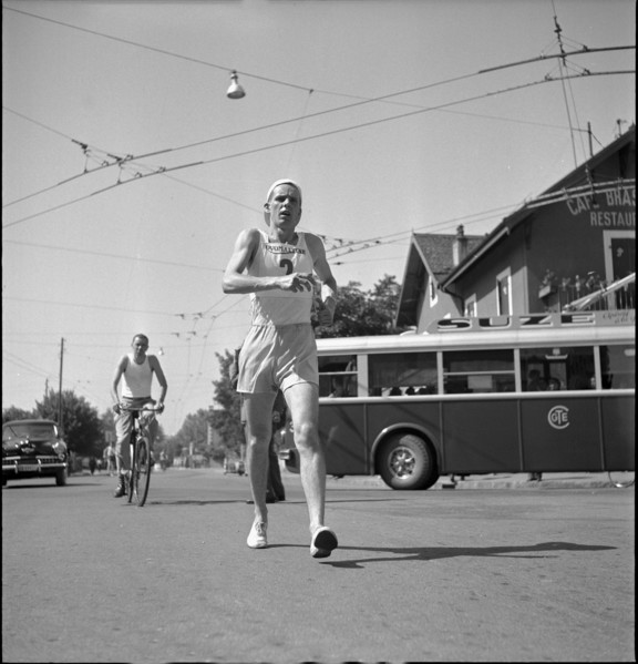 Rene Charriere, champion 50km race walk. Lausanne 1953