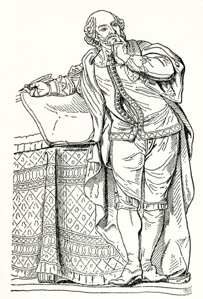 This 1905 illustration of William Shakespeare is based on a statue of the English author. William