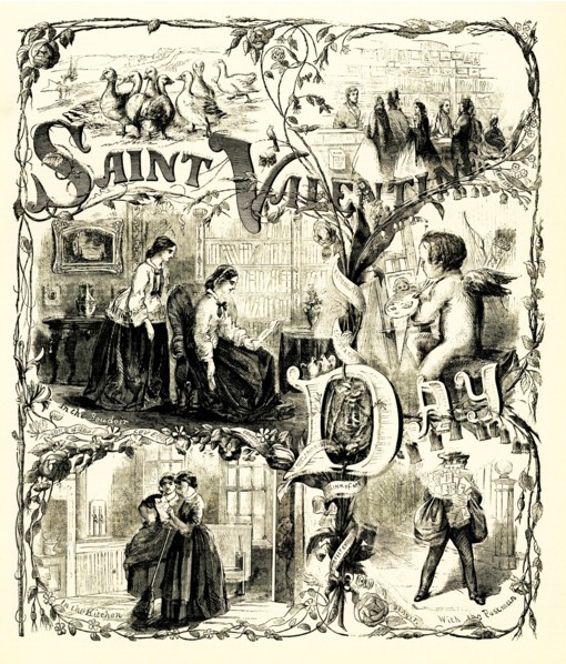 This illustrations is titled: Saint Valentine's Day. It is taken from Harper's Weekly Vol V No 216