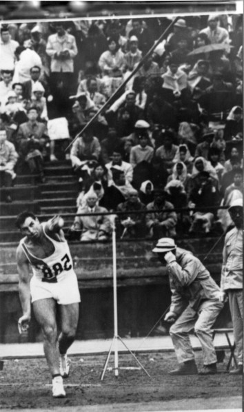 Olympic Games Tokyo, 1964: Swiss Javelin thrower Urs von Wartburg.