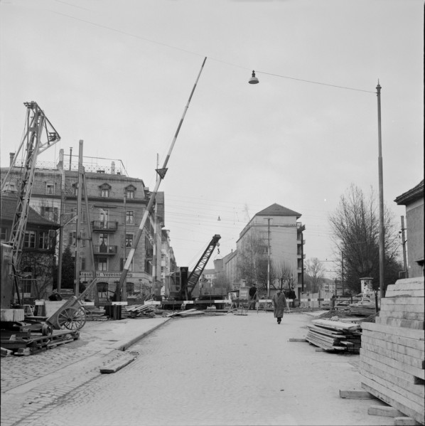 Underpass Giesshubel Zurich under construction 1954.
